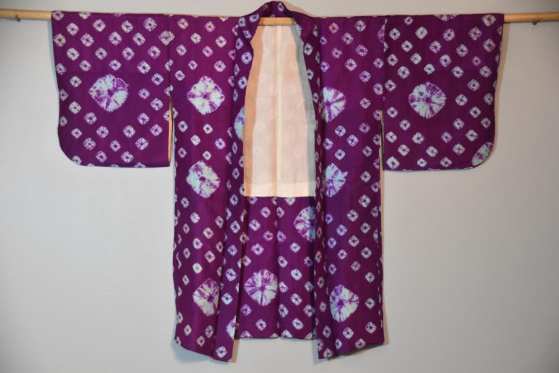 Purple Shibori Silk Haori Jacket - Image 6