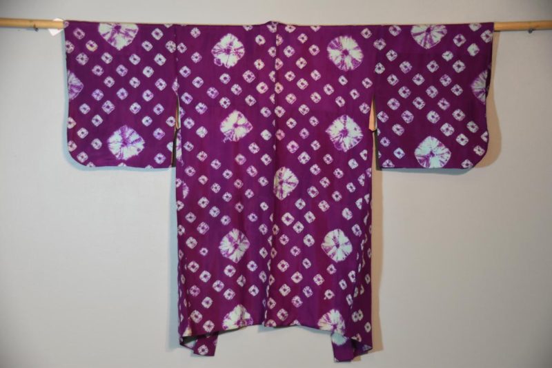 Purple Shibori Silk Haori Jacket - Image 2