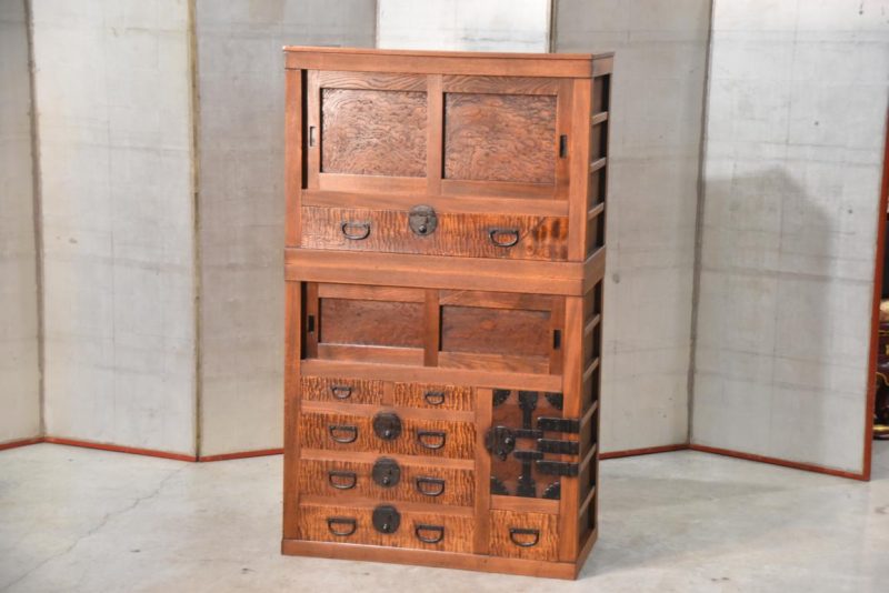 Antique Burl Mulberry Merchant Chest 2 sections Width:800mm