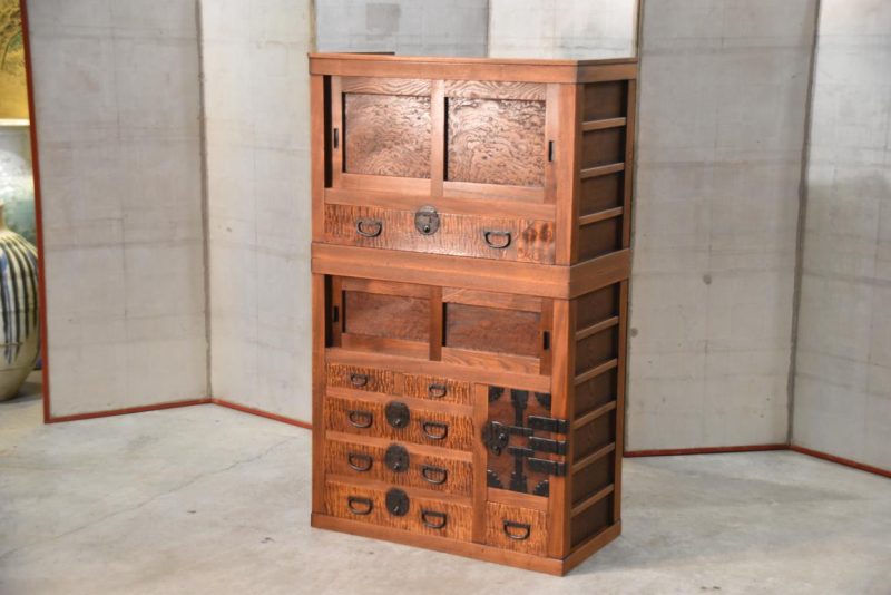 Antique Burl Mulberry Merchant Chest 2 sections Width:800mm - Image 2