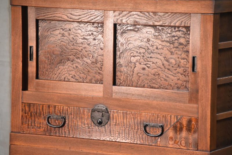 Antique Burl Mulberry Merchant Chest 2 sections Width:800mm - Image 14