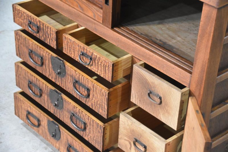 Antique Burl Mulberry Merchant Chest 2 sections Width:800mm - Image 7