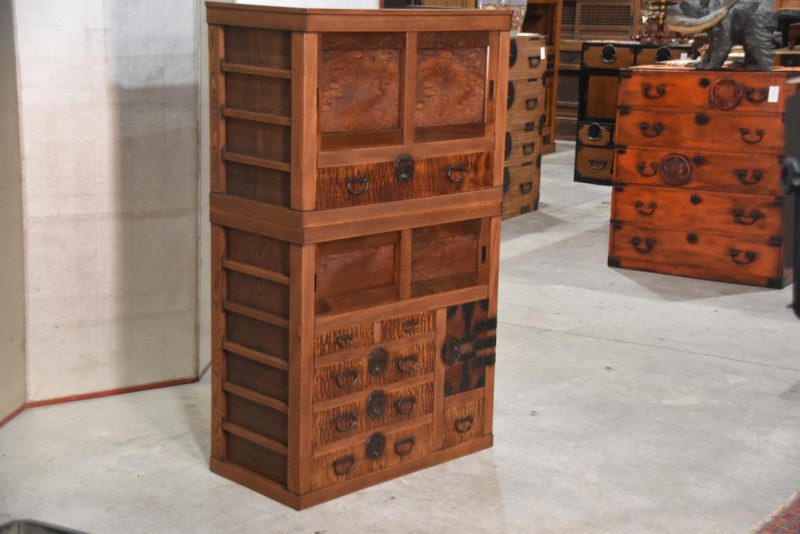 Antique Burl Mulberry Merchant Chest 2 sections Width:800mm - Image 4