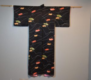 Silk Jacquard Kimono with fan designs