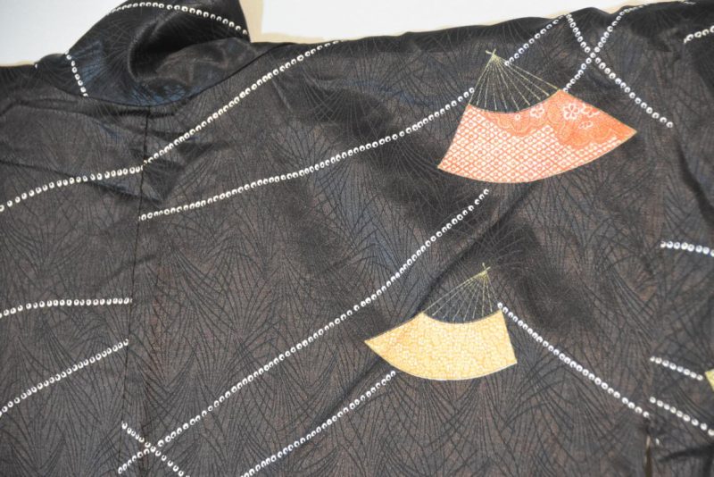 Silk Jacquard Kimono with fan designs - Image 7