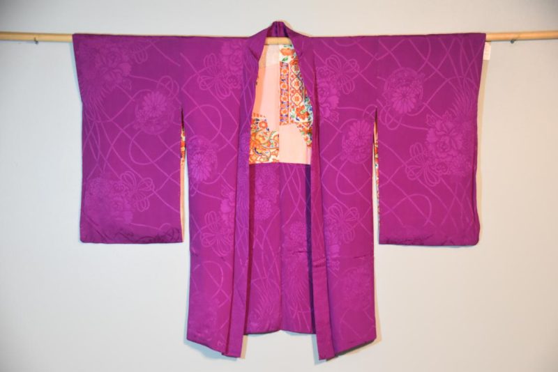 Vintage Purple Jacquard Haori Jacket - Image 2