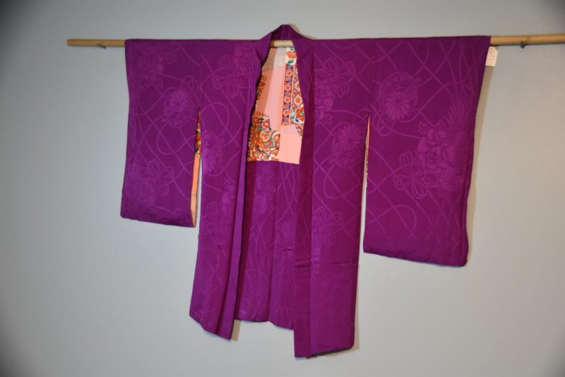 Vintage Purple Jacquard Haori Jacket - Image 3