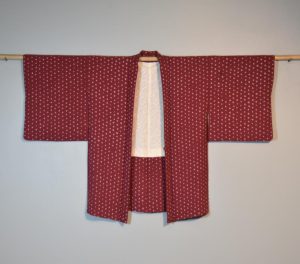 Vintage Silk Jacquard Haori Jacket with Shibori
