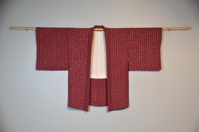 Vintage Silk Jacquard Haori Jacket with Shibori