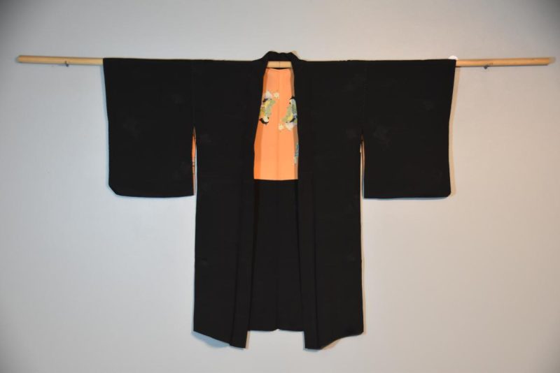 Vintage Silk Black Jacquard Haori Jacket