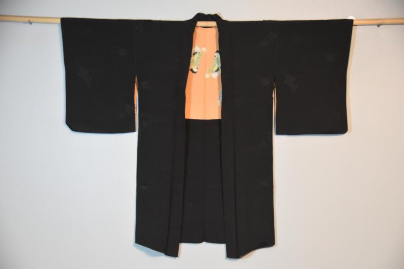 Vintage Silk Black Jacquard Haori Jacket - Image 2