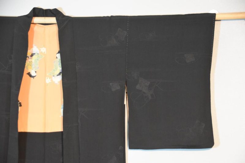 Vintage Silk Black Jacquard Haori Jacket - Image 7
