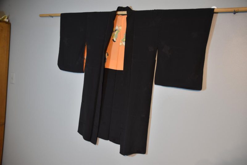 Vintage Silk Black Jacquard Haori Jacket - Image 5