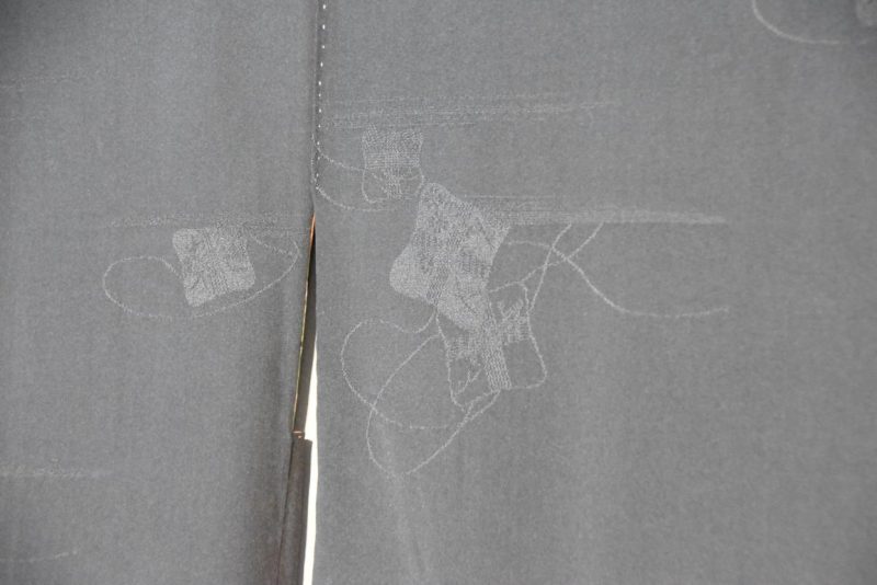 Vintage Silk Black Jacquard Haori Jacket - Image 4