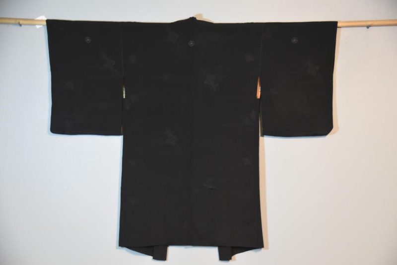 Vintage Silk Black Jacquard Haori Jacket - Image 3
