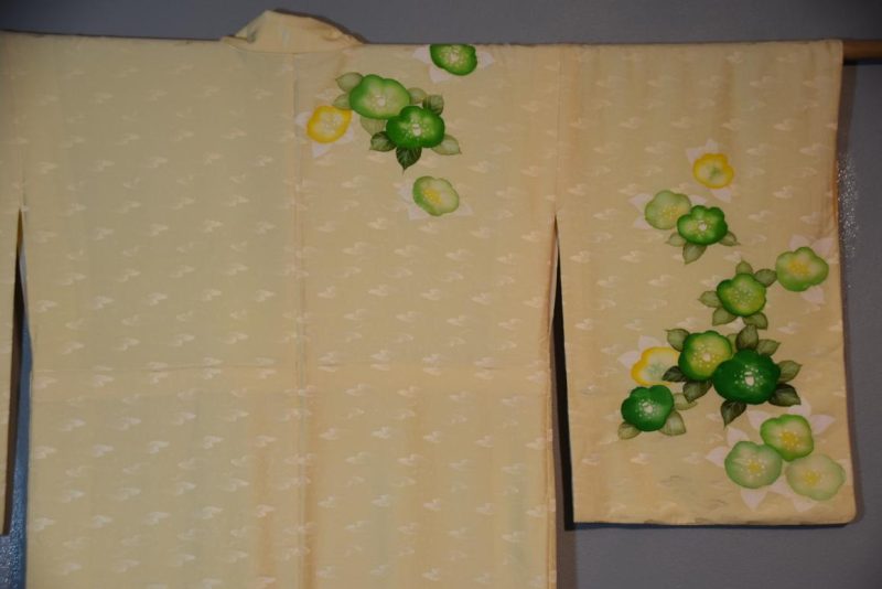 Green Flowers on Silk Kimono - Image 7