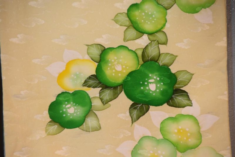 Green Flowers on Silk Kimono - Image 6