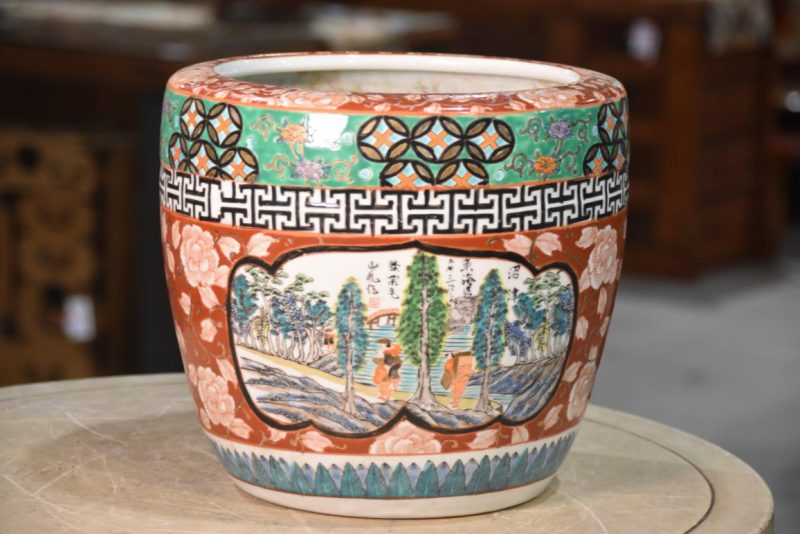 Coloured Imari Hibachi Urn Width:270mm - Image 4