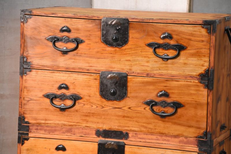 Japanese Antique Nihonmatsu Clothing Chest 2 Sections Width:930mm - Image 14
