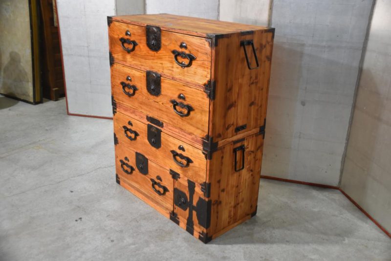 Japanese Antique Nihonmatsu Clothing Chest 2 Sections Width:930mm - Image 10