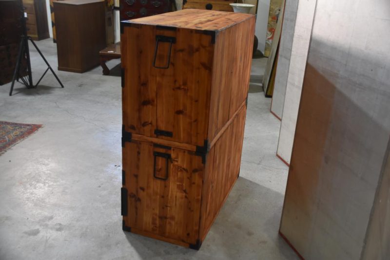 Japanese Antique Nihonmatsu Clothing Chest 2 Sections Width:930mm - Image 8
