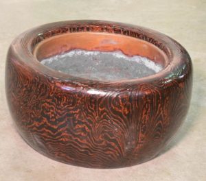 Large Japanese Negoro Lacquered Mountain Cedar Hibachi Width: 630mm