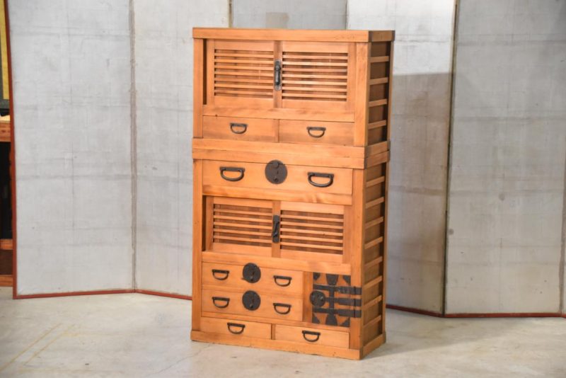Antique Gifu Region Double Merchant Chest Width:830mm