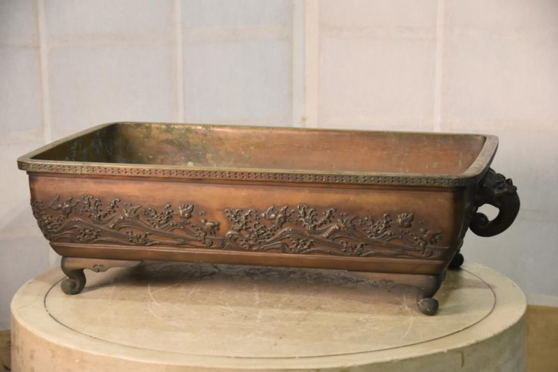 Japanese Birds and Waves Bronze Vase Suiban Width:600mm - Image 12