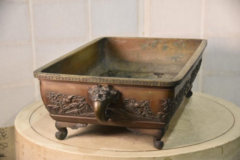 Japanese Birds and Waves Bronze Vase Suiban Width:600mm - Image 8