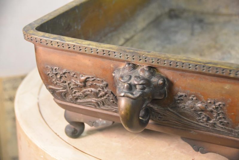 Japanese Birds and Waves Bronze Vase Suiban Width:600mm - Image 7