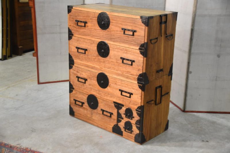 Japanese Antique Clothing Chest (2 sections) Width:890mm - Image 10