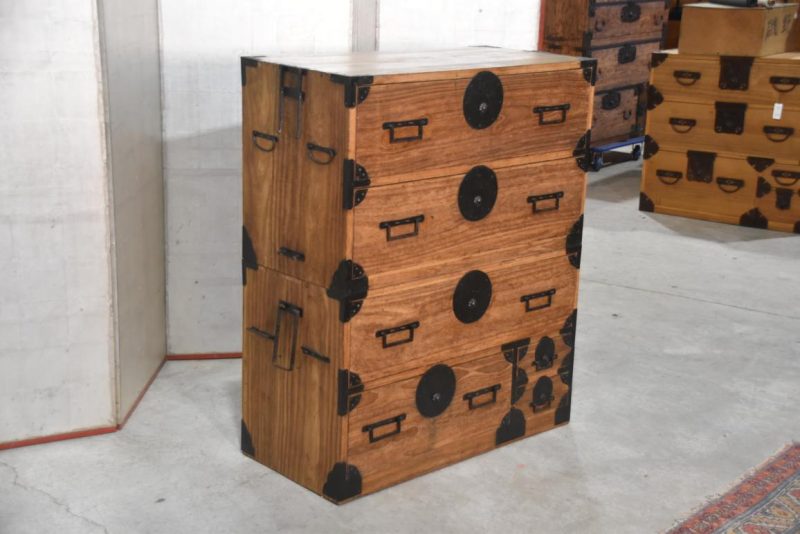 Japanese Antique Clothing Chest (2 sections) Width:890mm - Image 4