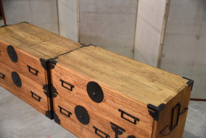 Japanese Antique Clothing Chest (2 sections) Width:890mm - Image 2