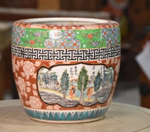 Coloured Imari Hibachi Urn Width:270mm