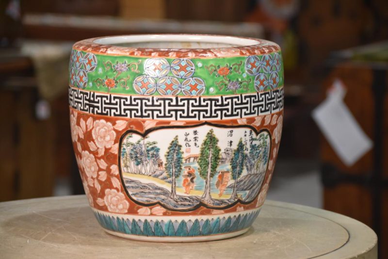 Coloured Imari Hibachi Urn Width:270mm