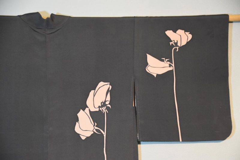 Roses on Grey Silk Haori - Image 2