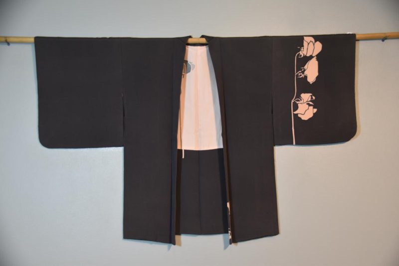 Roses on Grey Silk Haori - Image 3