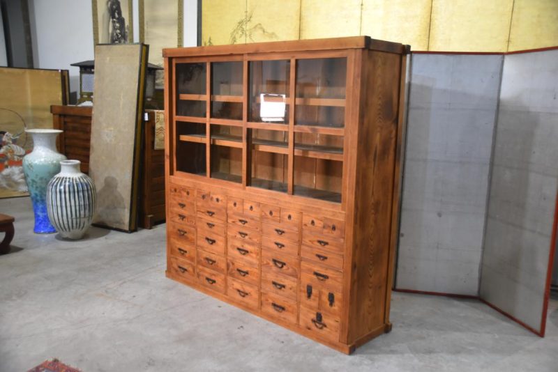 Antique Misedansu Shop Display Chest Width:1760mm - Image 12