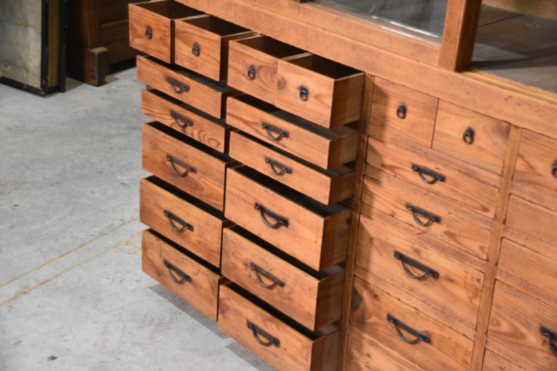 Antique Misedansu Shop Display Chest Width:1760mm - Image 8