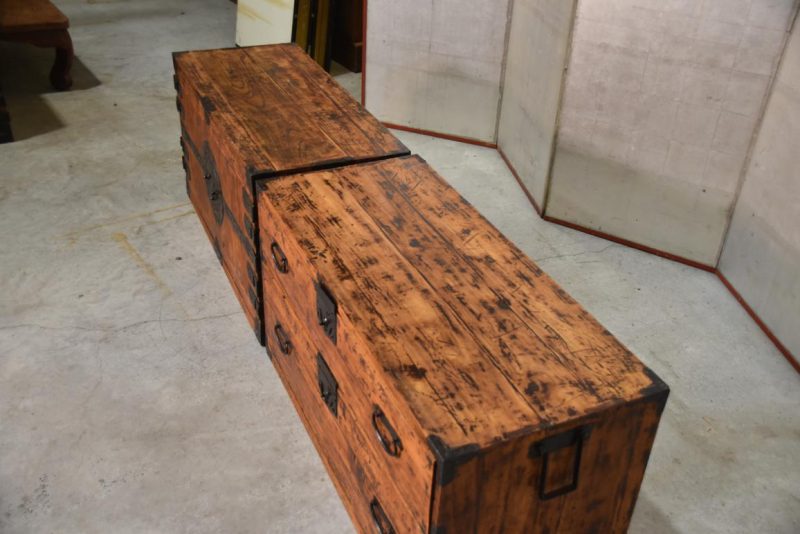 Edo Period Clothing Chest (2 Sections) Width:960mm - Image 3