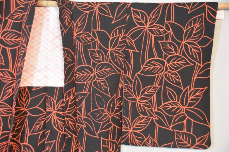 Black and Orange Vintage Silk Haori Jacket - Image 6