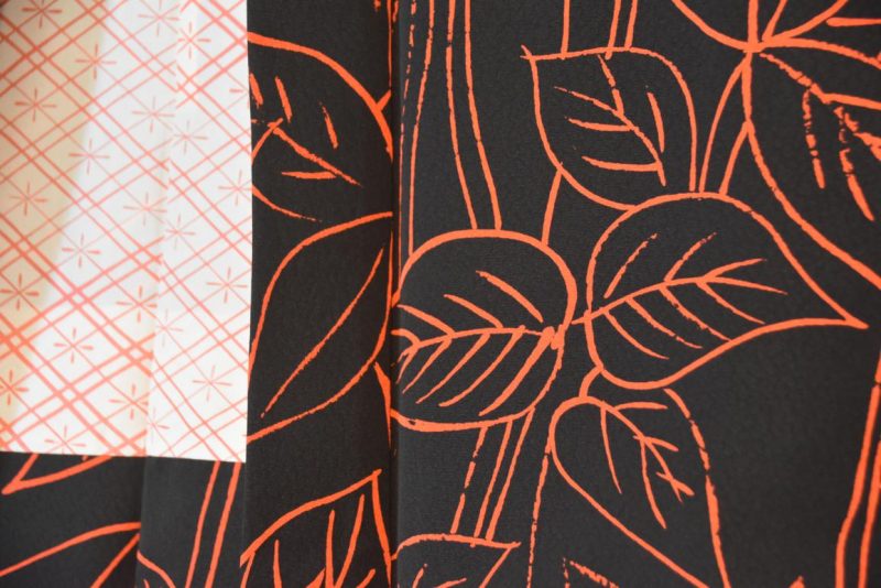 Black and Orange Vintage Silk Haori Jacket - Image 4