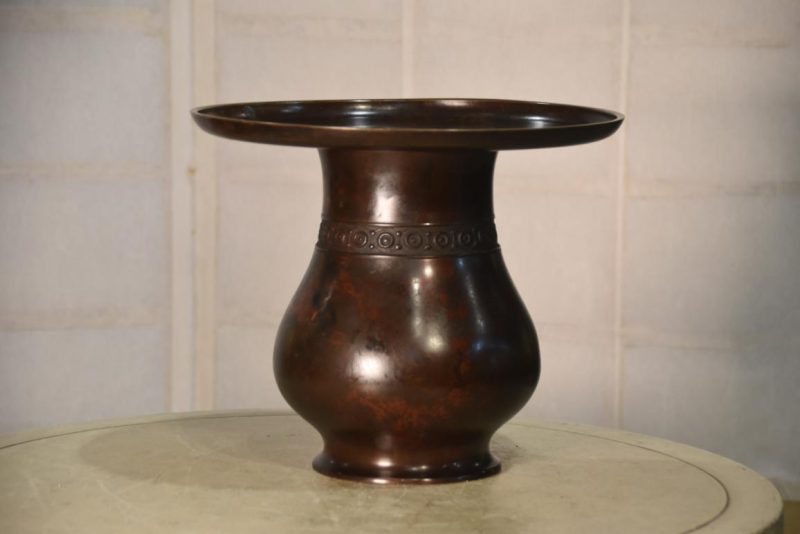 Japanese Ikenobu Bronze Vase Width:300mm