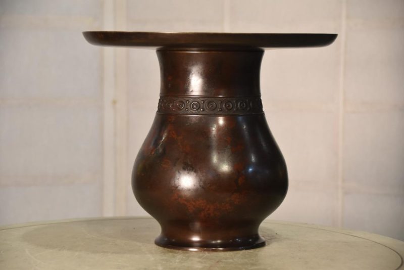 Japanese Ikenobu Bronze Vase Width:300mm - Image 2