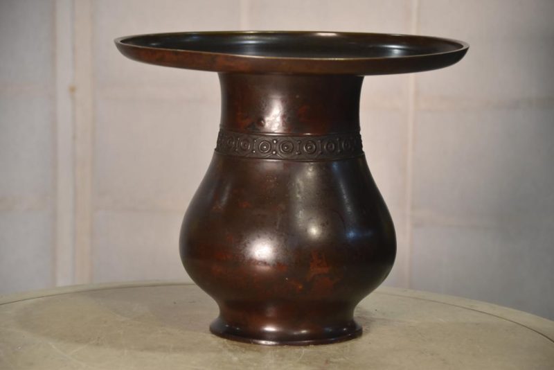 Japanese Ikenobu Bronze Vase Width:300mm - Image 5