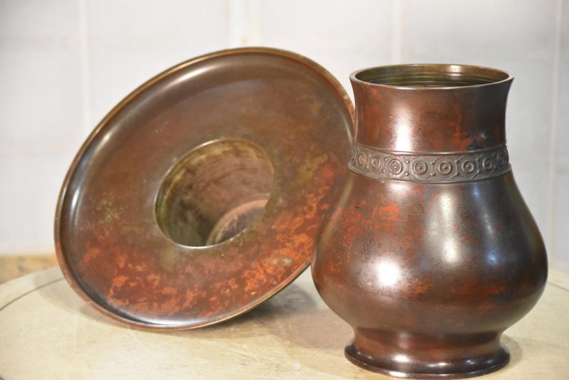 Japanese Ikenobu Bronze Vase Width:300mm - Image 4