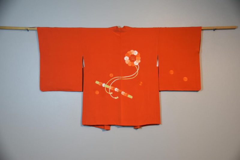 Rich Red Orange Silk Haori