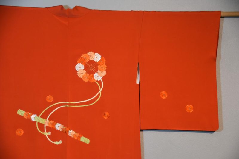 Rich Red Orange Silk Haori - Image 5