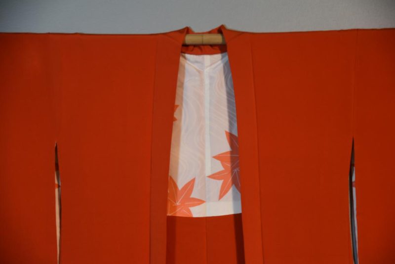 Rich Red Orange Silk Haori - Image 3