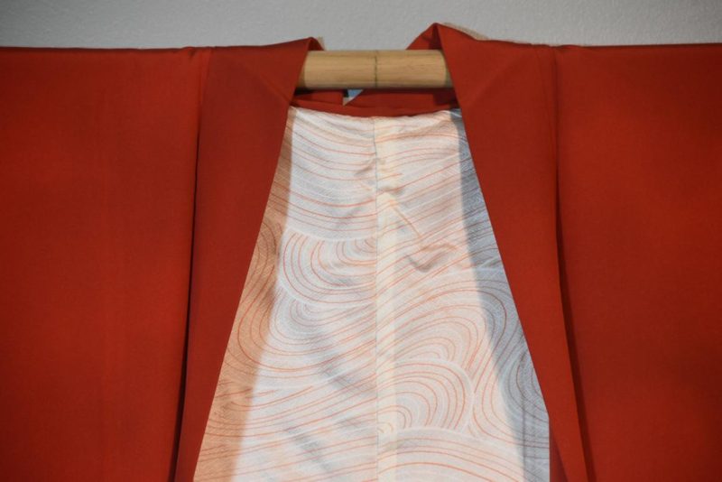 Rich Red Orange Silk Haori - Image 4